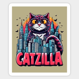 Retro Vintage Catzilla Funny Cat Magnet